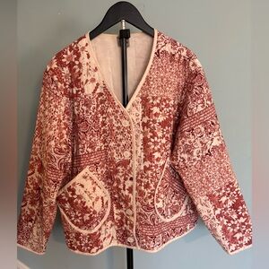 Como Vintage Floral Quilted Jacket XXL Cottagecore Boho Lightweight